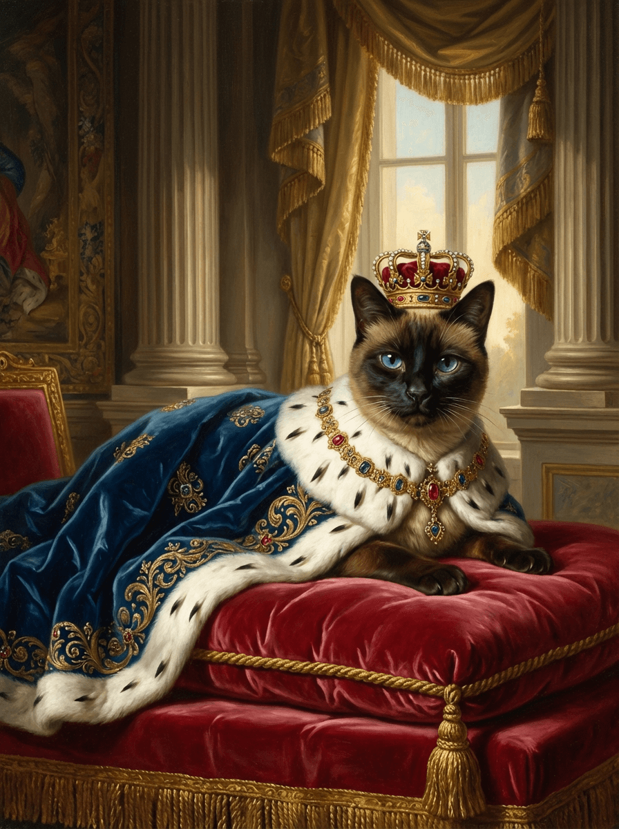 Siamese cat in renaissance style portrait